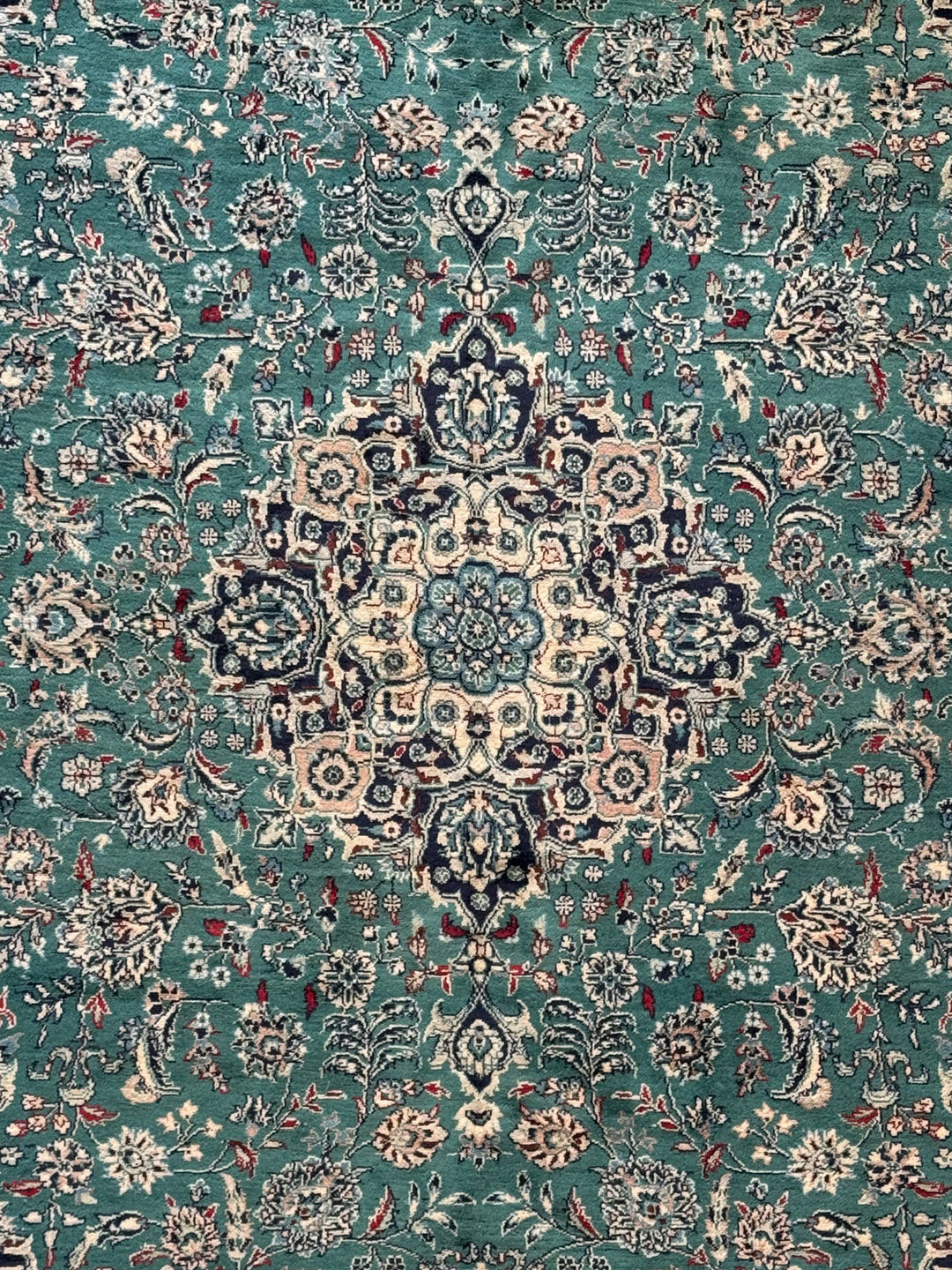 Emerald Imperial Garden – Teal Green &amp; Navy Blue Traditional Medallion Rug – 6’1” x 9’0”