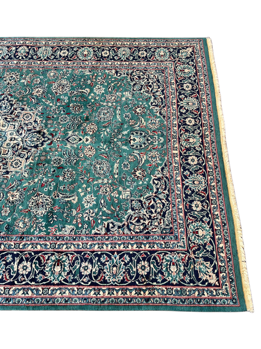 Emerald Imperial Garden – Teal Green &amp; Navy Blue Traditional Medallion Rug – 6’1” x 9’0”