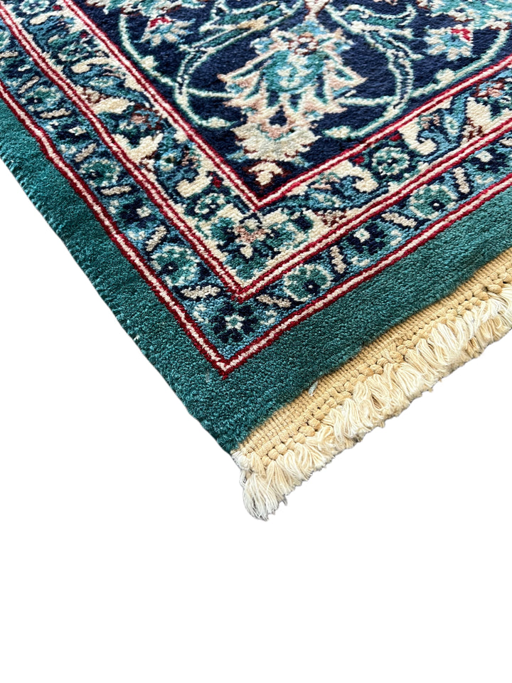 Emerald Imperial Garden – Teal Green &amp; Navy Blue Traditional Medallion Rug – 6’1” x 9’0”