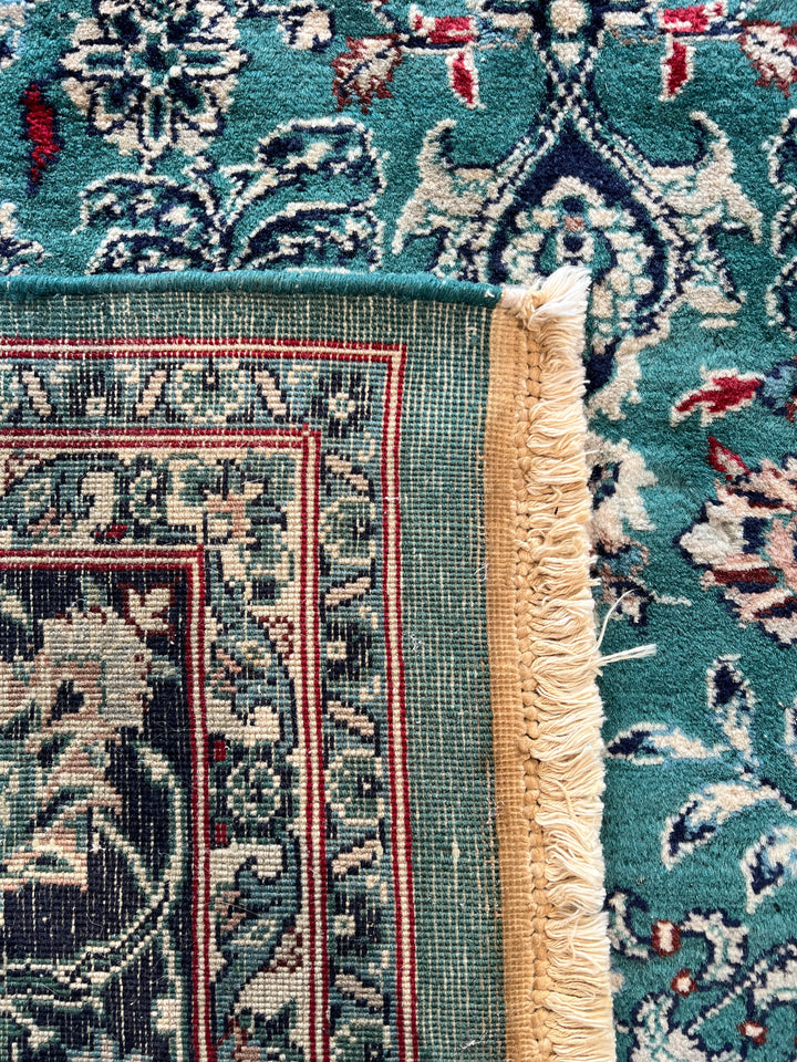 Emerald Imperial Garden – Teal Green &amp; Navy Blue Traditional Medallion Rug – 6’1” x 9’0”