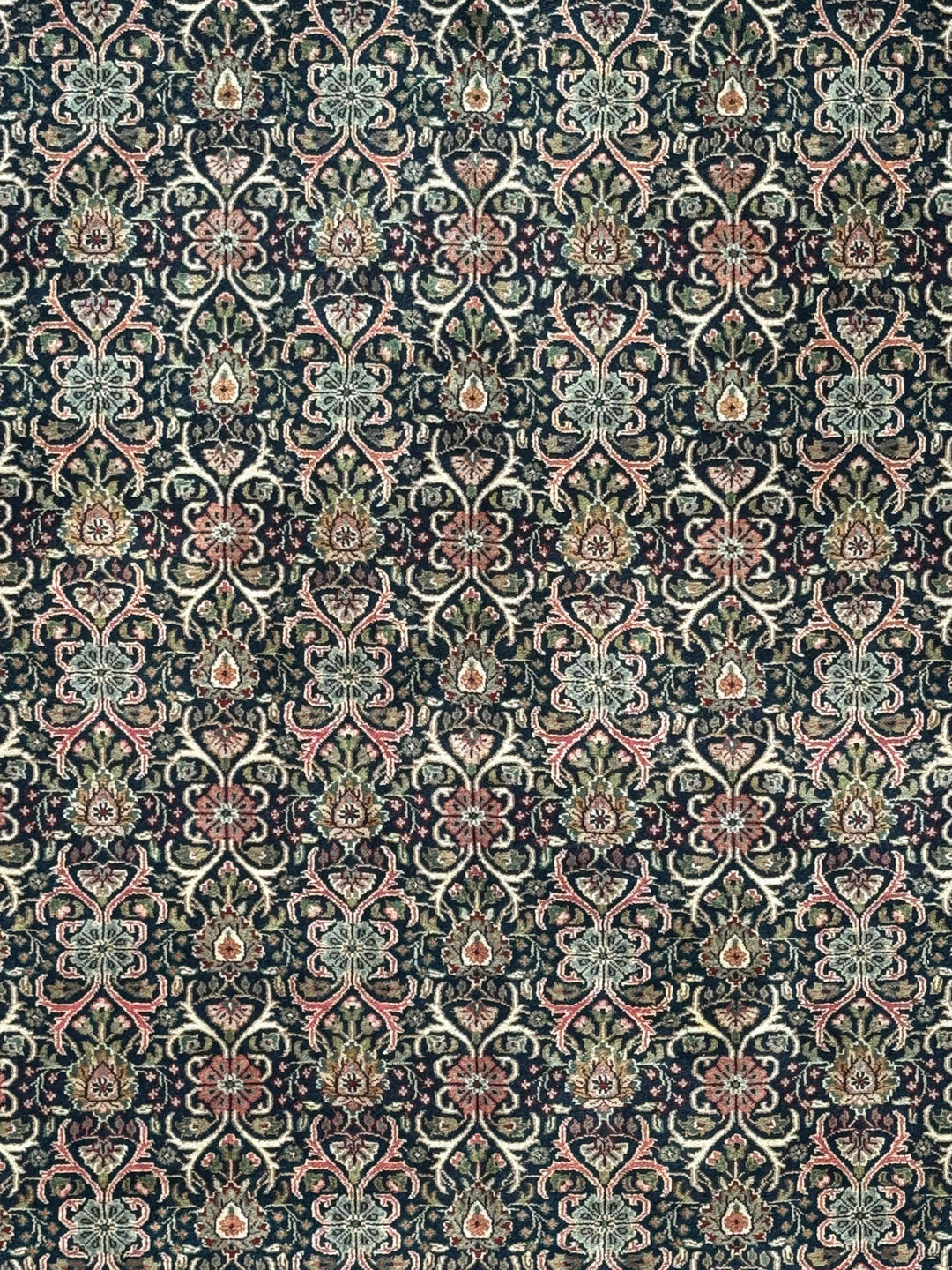 Midnight Royal Garden – Navy Blue &amp; Ruby Red Traditional Floral Rug – 6’1” x 8’10”