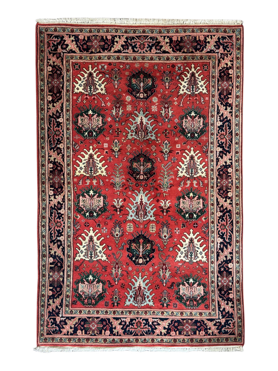 Crimson Heritage Garden – Red & Midnight Navy Traditional Floral Rug – 6’1” x 9’5”