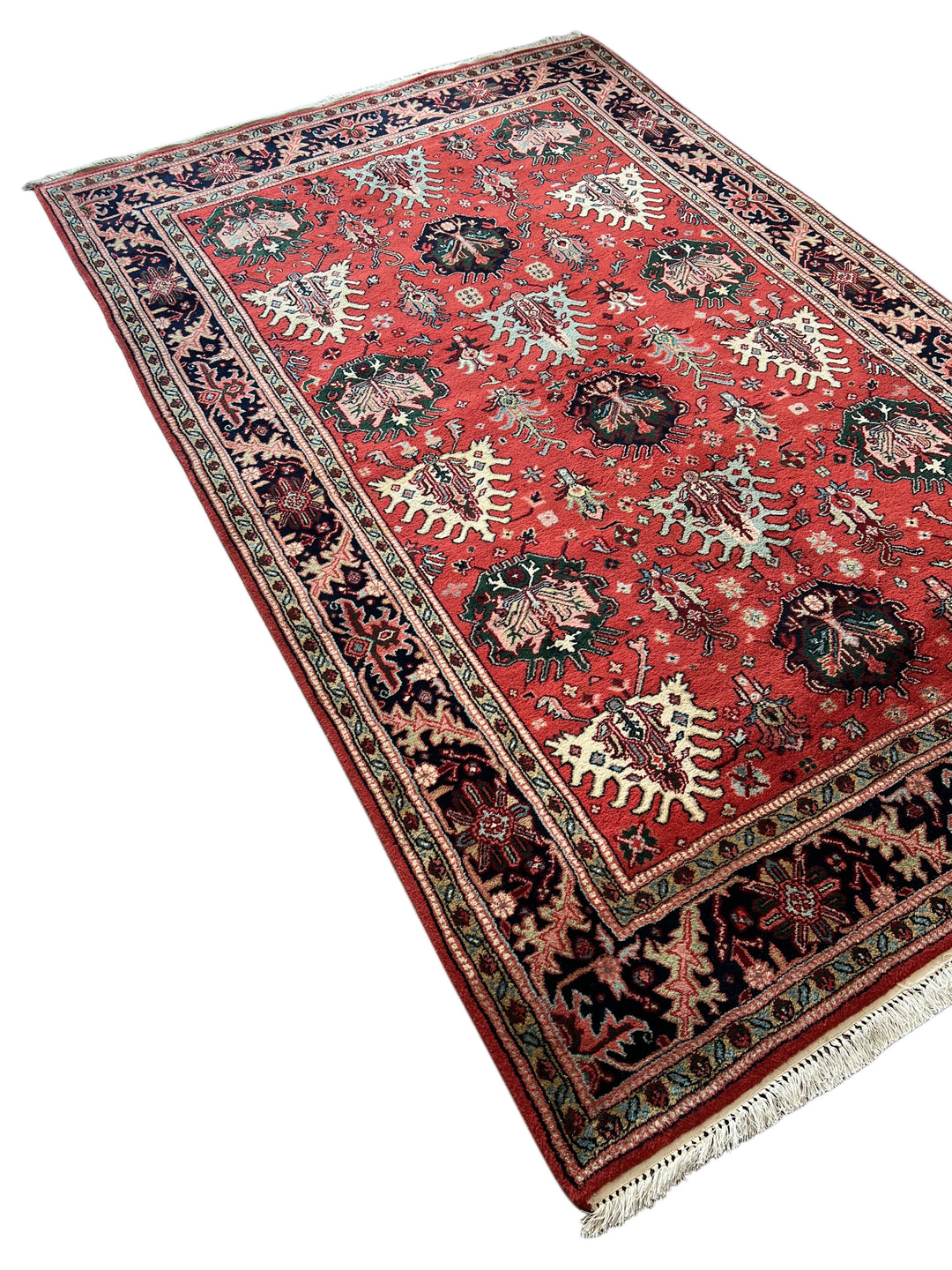 Crimson Heritage Garden – Red &amp; Midnight Navy Traditional Floral Rug – 6’1” x 9’5”