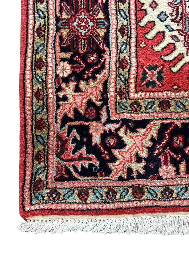 Crimson Heritage Garden – Red &amp; Midnight Navy Traditional Floral Rug – 6’1” x 9’5”