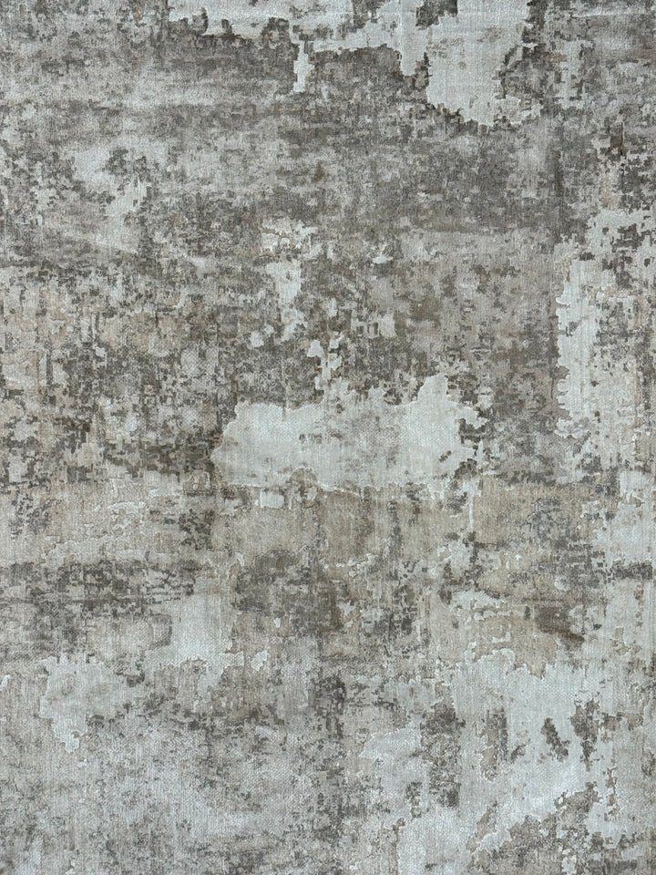 Silver Mist Abstract – Contemporary Gray &amp; Ivory Area Rug – 5’10” x 9’0”