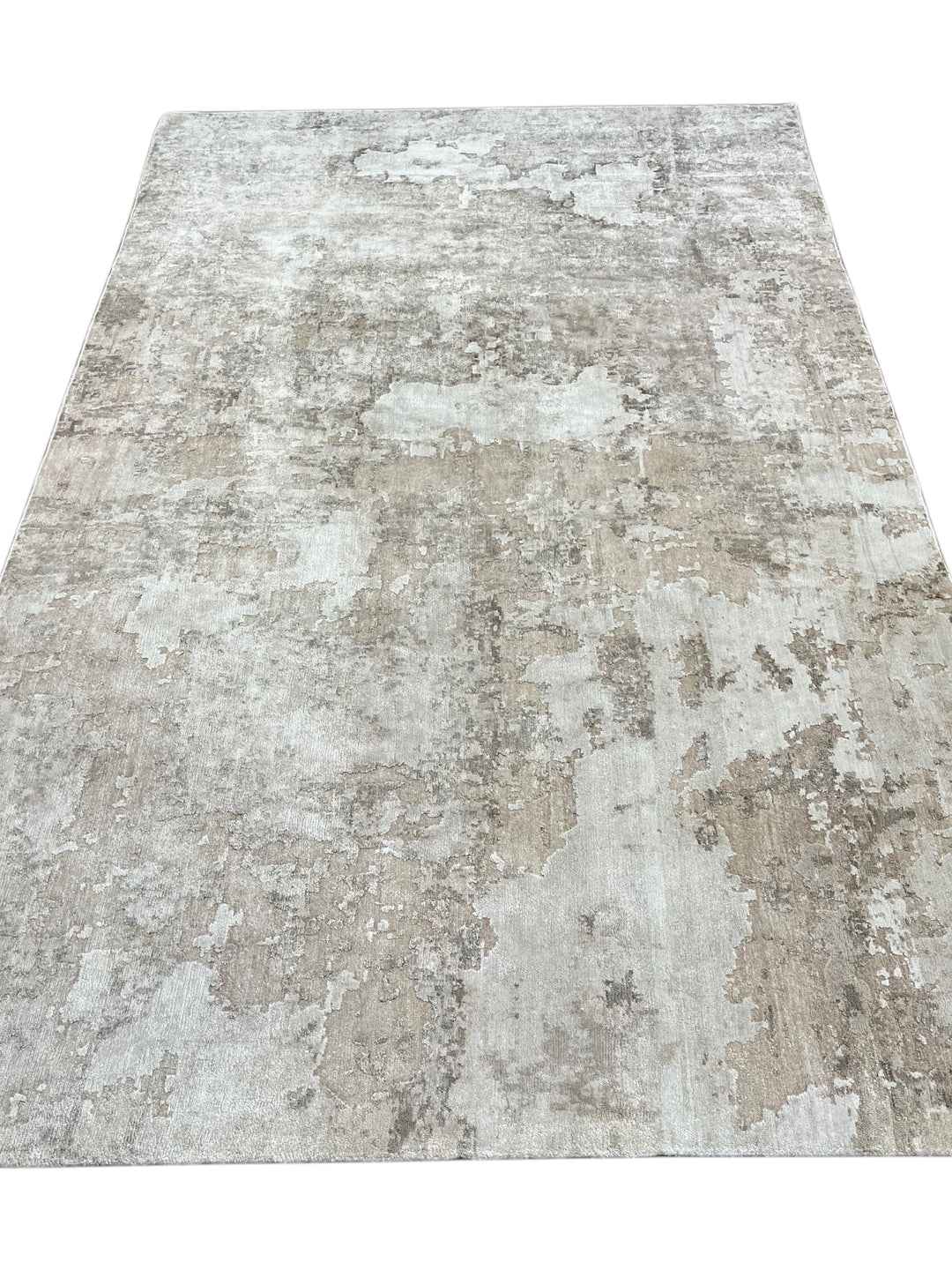 Silver Mist Abstract – Contemporary Gray &amp; Ivory Area Rug – 5’10” x 9’0”