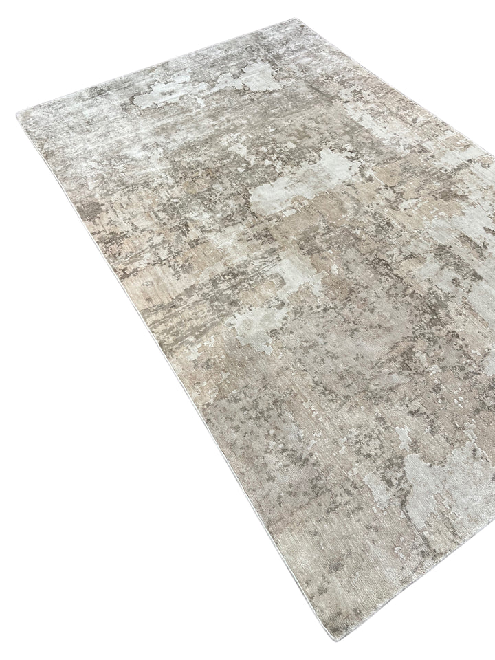 Silver Mist Abstract – Contemporary Gray &amp; Ivory Area Rug – 5’10” x 9’0”