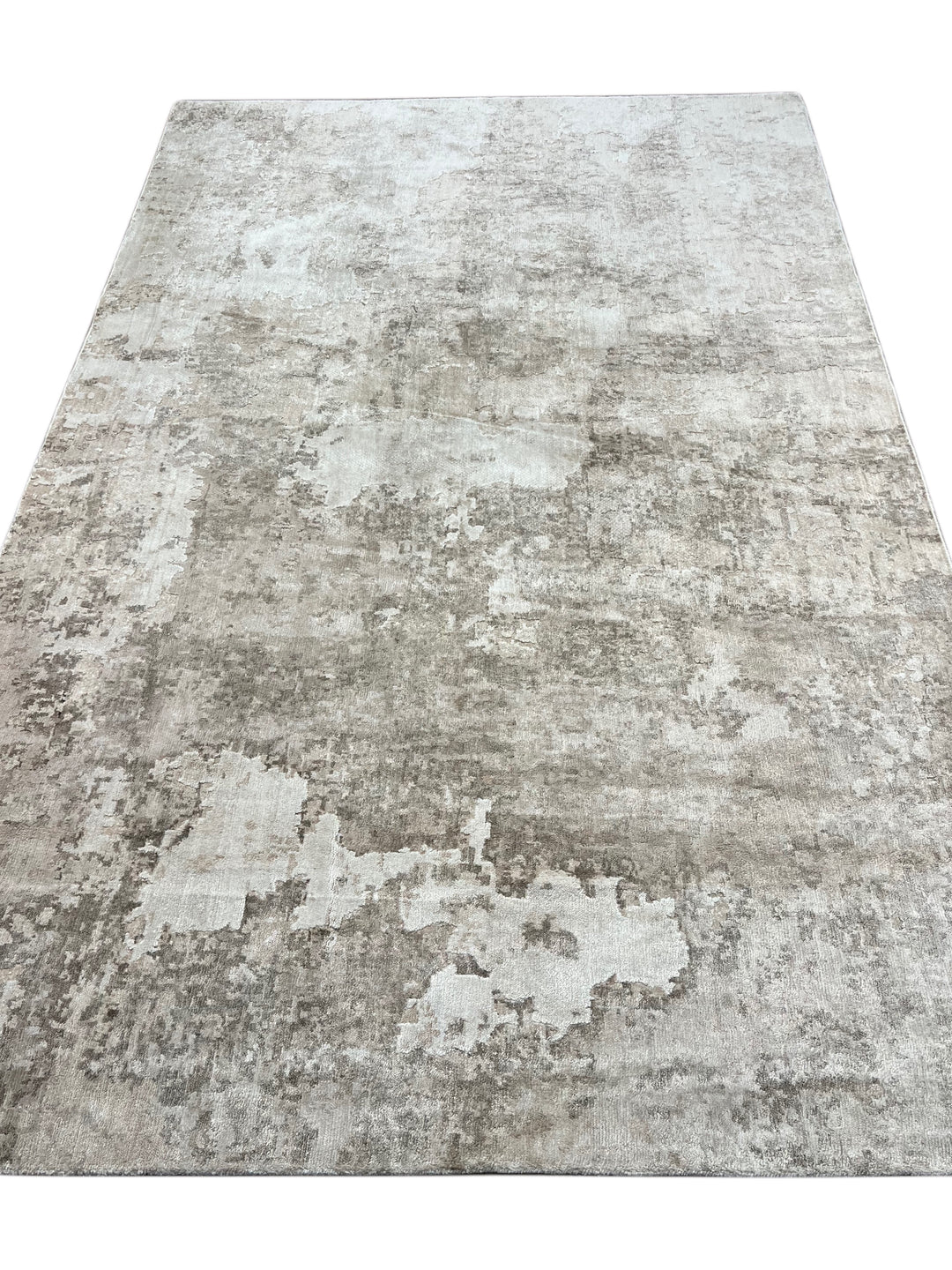 Silver Mist Abstract – Contemporary Gray &amp; Ivory Area Rug – 5’10” x 9’0”