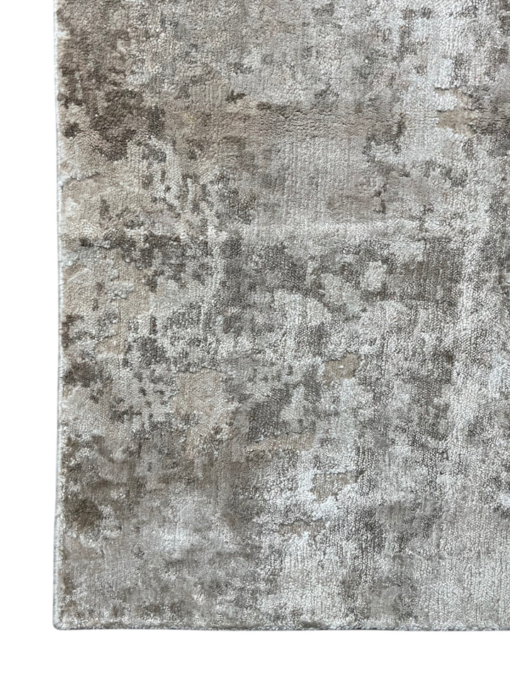 Silver Mist Abstract – Contemporary Gray &amp; Ivory Area Rug – 5’10” x 9’0”