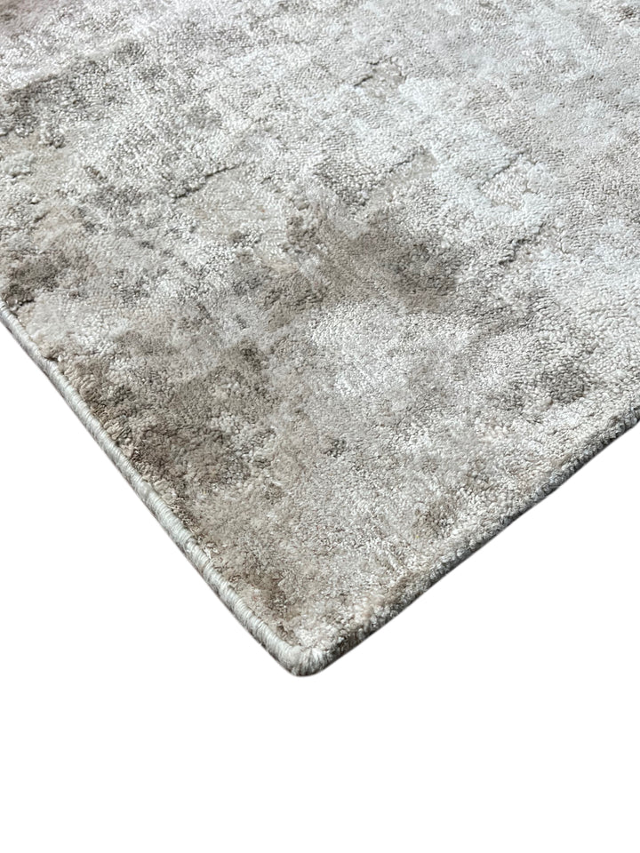 Silver Mist Abstract – Contemporary Gray &amp; Ivory Area Rug – 5’10” x 9’0”
