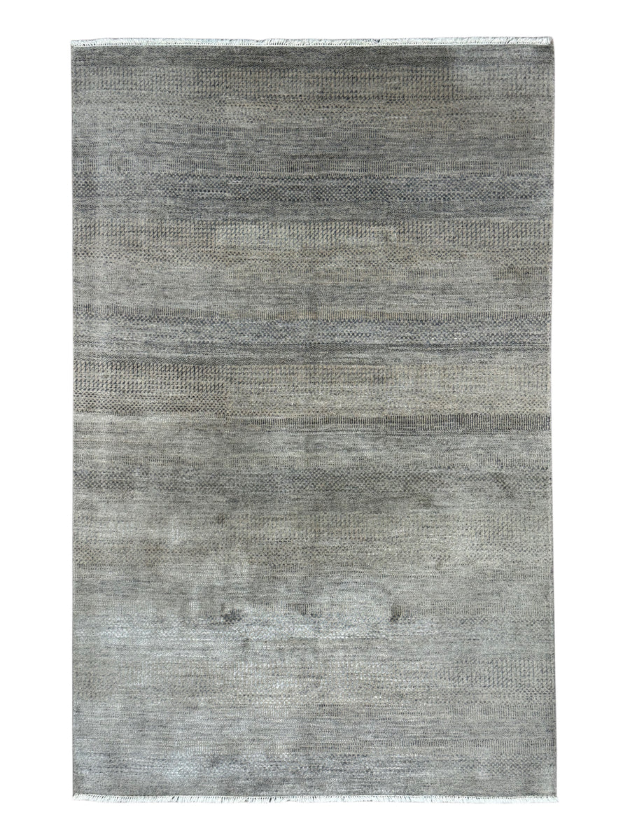 Ashen Strata – Contemporary Grey & Taupe Textured Area Rug – 6'0" x 9'4"