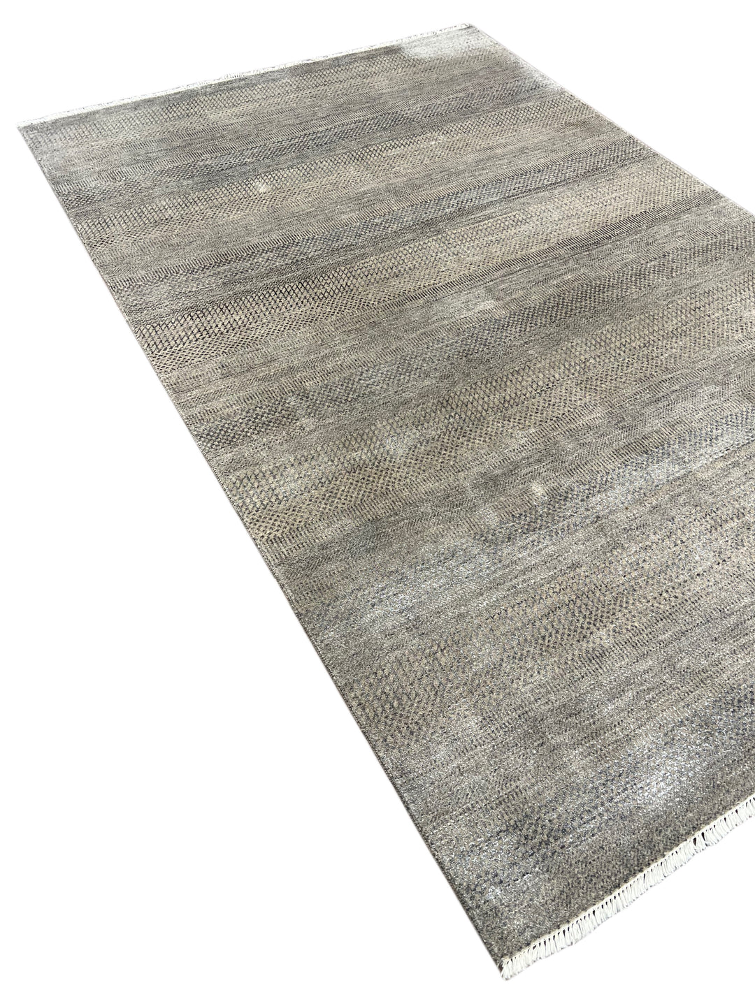 Ashen Strata – Contemporary Grey &amp; Taupe Textured Area Rug – 6&