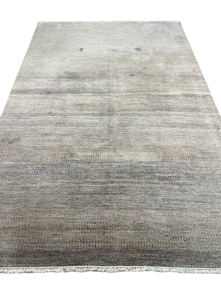 Ashen Strata – Contemporary Grey &amp; Taupe Textured Area Rug – 6&