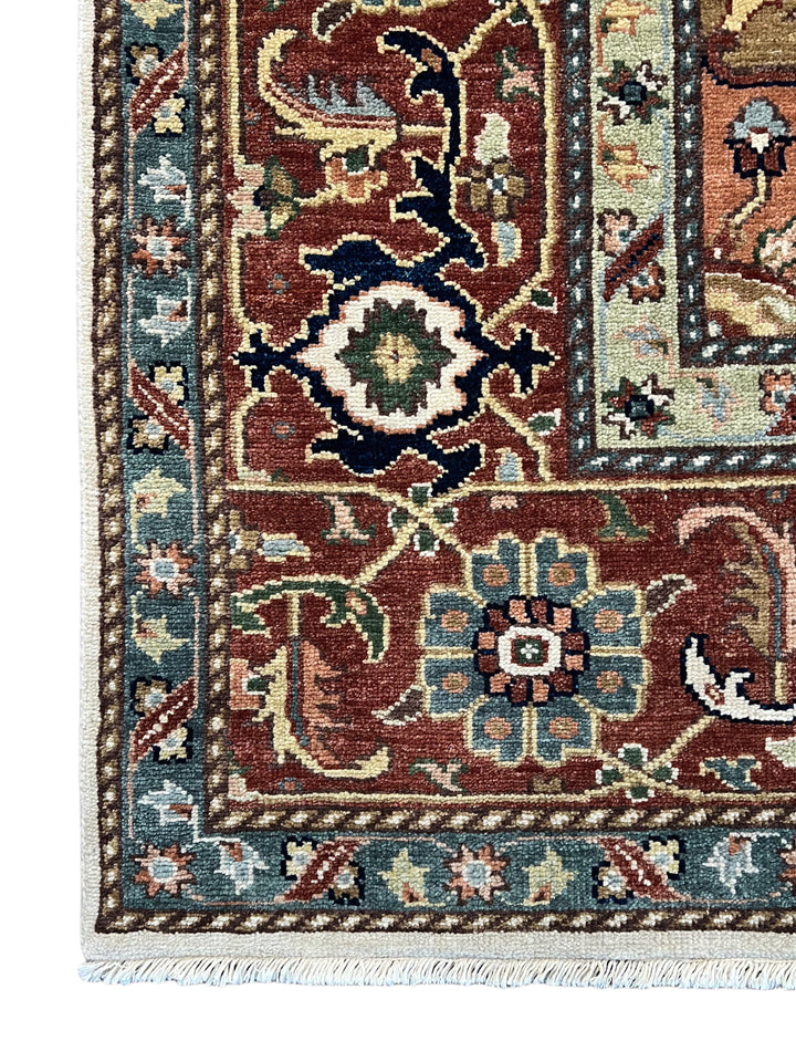 Imperial Rust – Traditional Heriz Design Rug in Rust, Ivory &amp; Navy Blue | 9’0” × 11’11”