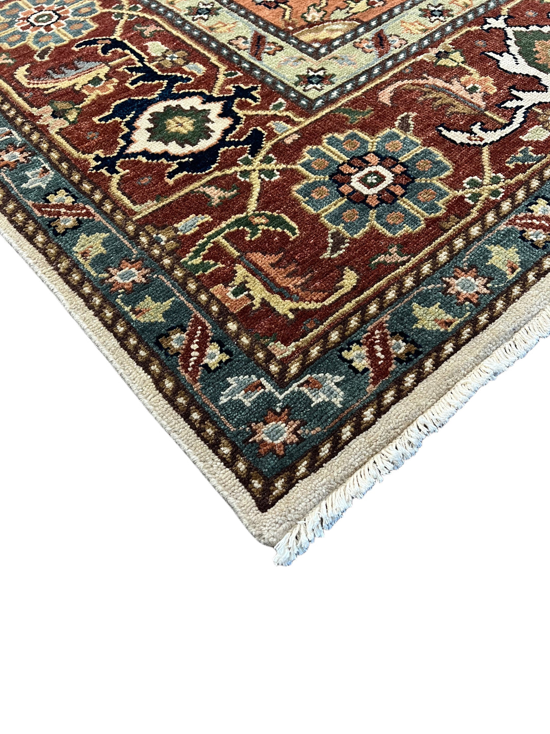 Imperial Rust – Traditional Heriz Design Rug in Rust, Ivory &amp; Navy Blue | 9’0” × 11’11”