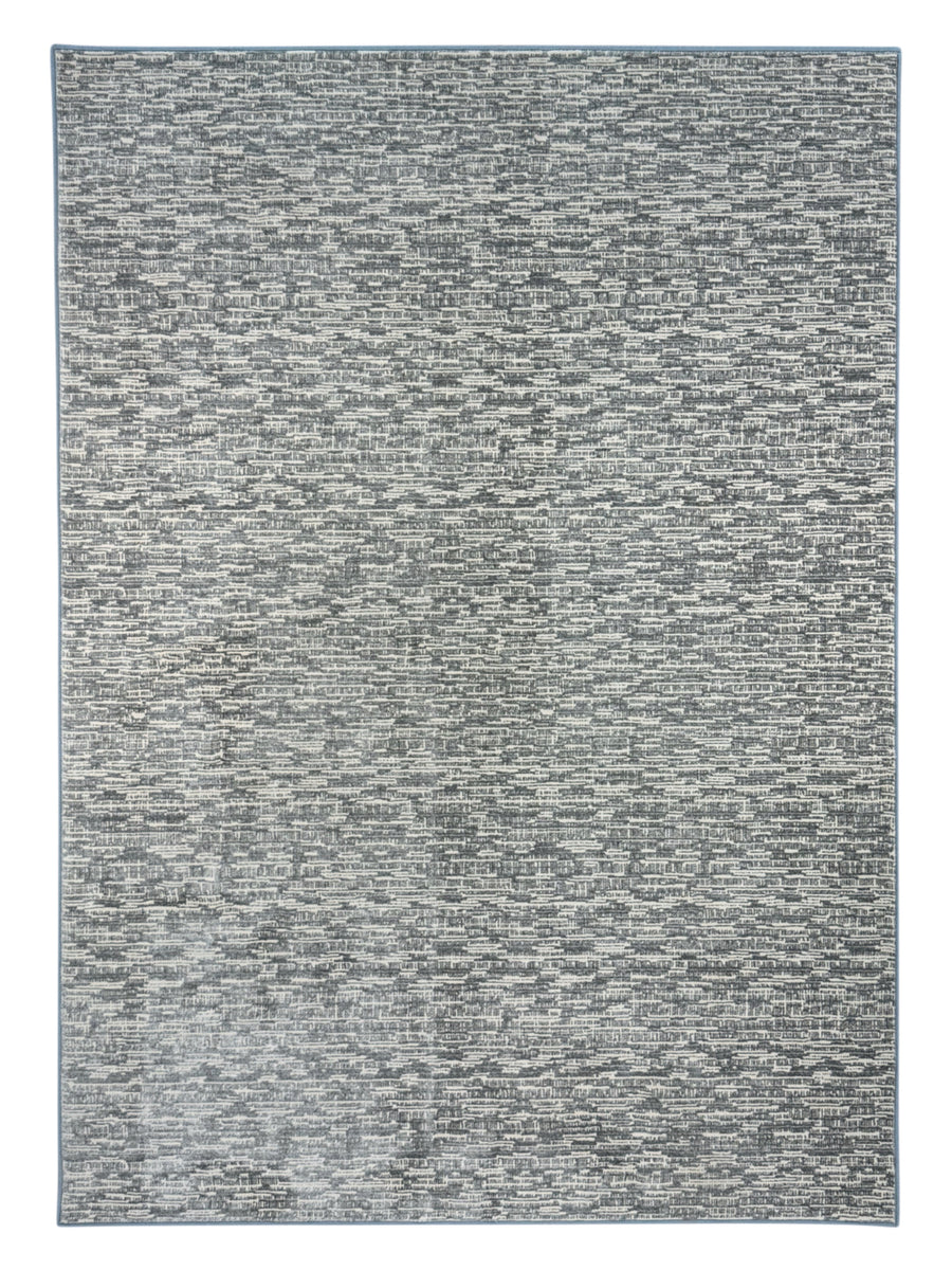 Blue Grey & Ivory Abstract Textured Polypropylene Carpet – Slate Whisper – 7’0” x 9’10”