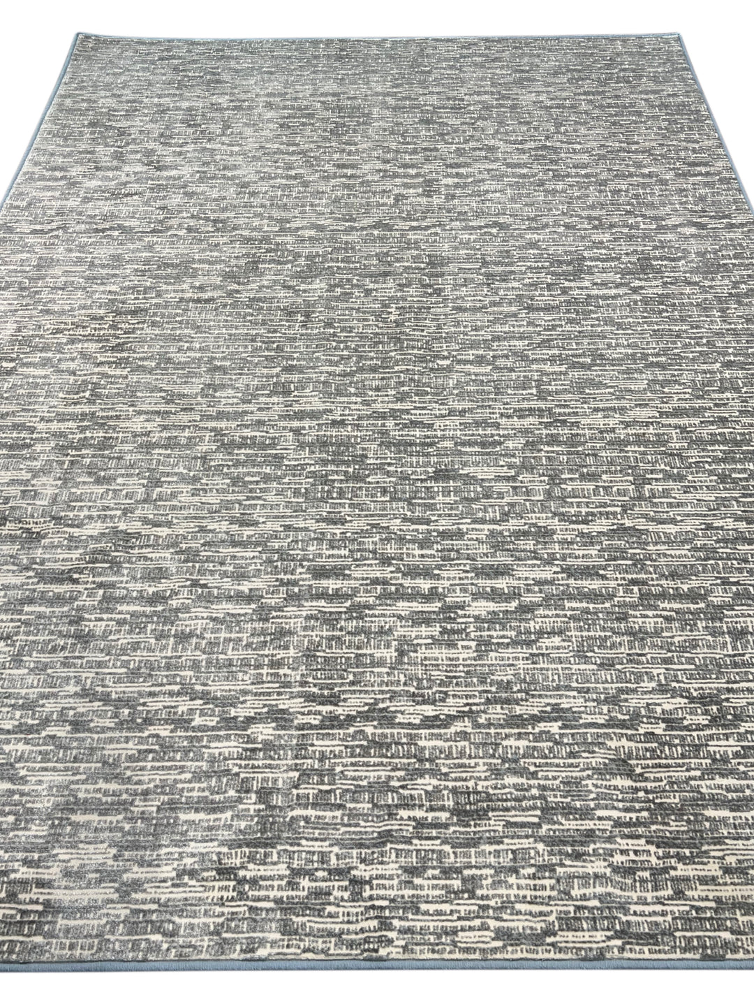 Blue Grey &amp; Ivory Abstract Textured Polypropylene Carpet – Slate Whisper – 7’0” x 9’10”