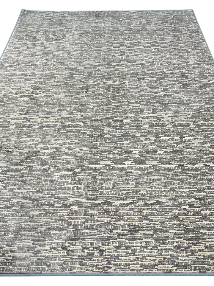 Blue Grey &amp; Ivory Abstract Textured Polypropylene Carpet – Slate Whisper – 7’0” x 9’10”