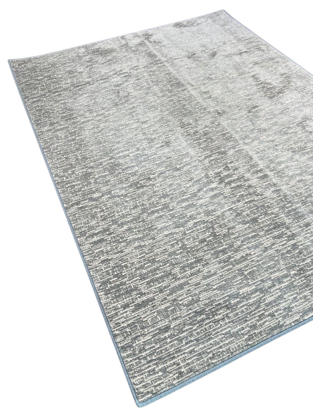 Blue Grey &amp; Ivory Abstract Textured Polypropylene Carpet – Slate Whisper – 7’0” x 9’10”