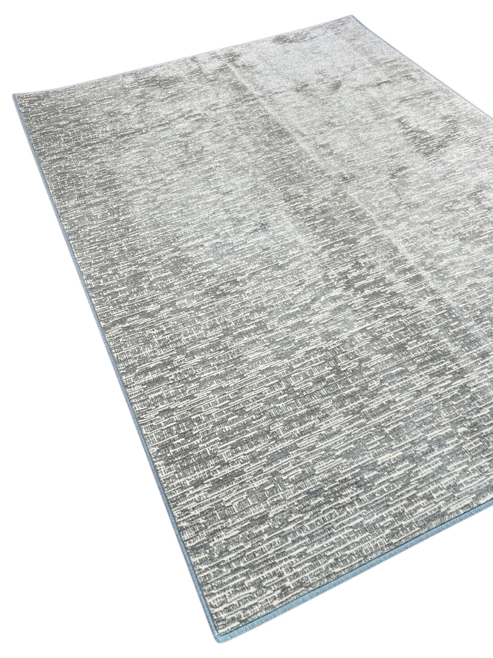 Blue Grey &amp; Ivory Abstract Textured Polypropylene Carpet – Slate Whisper – 7’0” x 9’10”