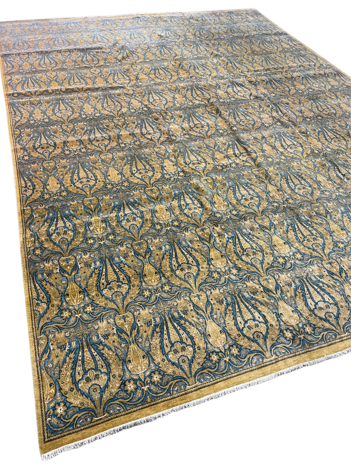 Royal Azure - Blue &amp; Gold Floral Design Rug  – 12’1” x 16’2”