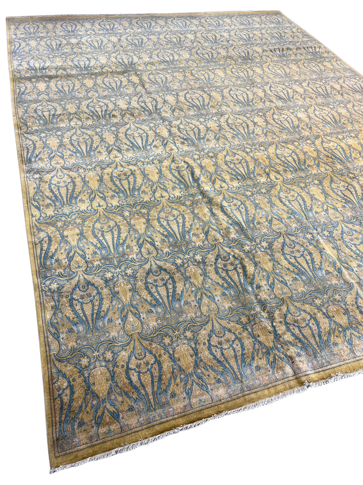 Royal Azure - Blue &amp; Gold Floral Design Rug  – 12’1” x 16’2”