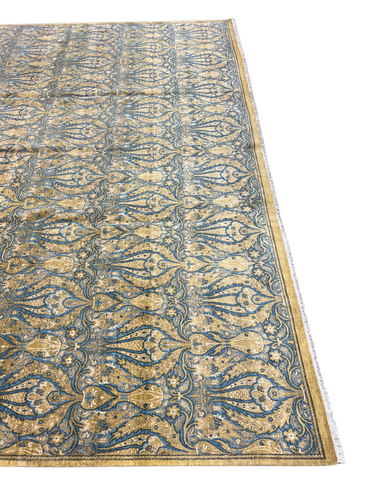 Royal Azure - Blue &amp; Gold Floral Design Rug  – 12’1” x 16’2”