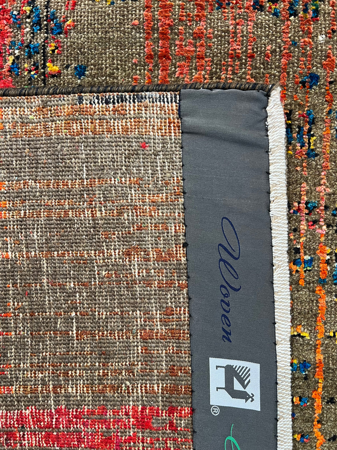 Chromatic Pulse – Contemporary Abstract Rug in Charcoal Grey, Red, Orange &amp; Gold | 9’1” × 12’1”
