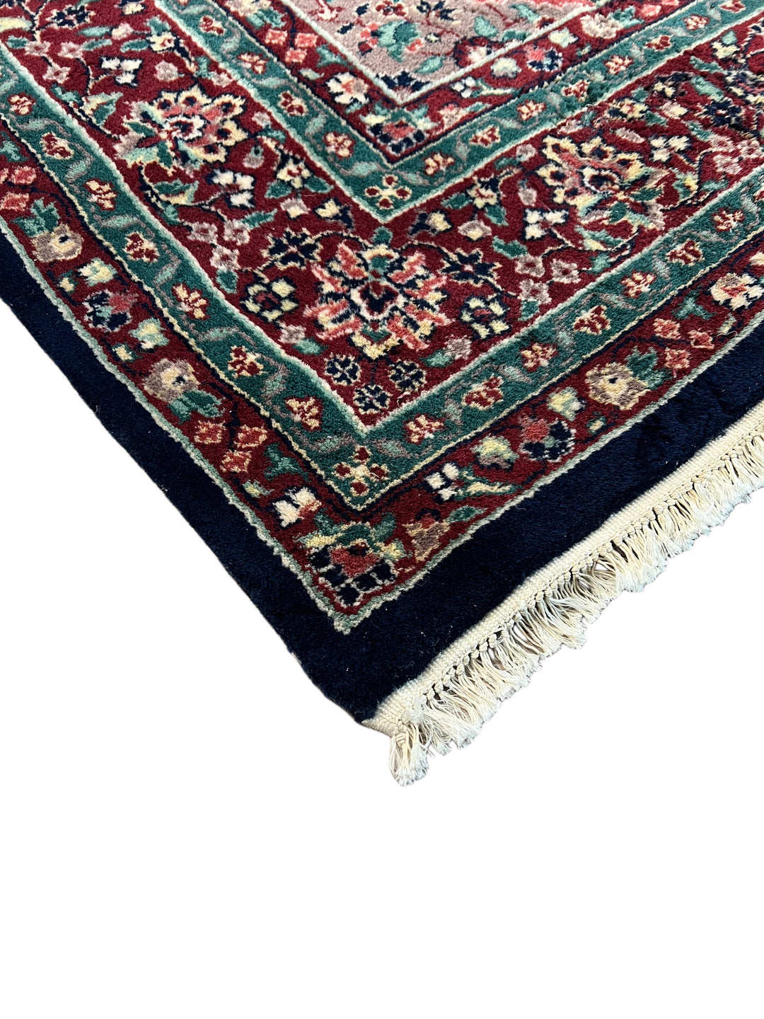 Royal Kerman – Traditional Kerman Floral Medallion Rug in Navy Blue, Burgundy &amp; Emerald Green | 6’0” × 9’0”