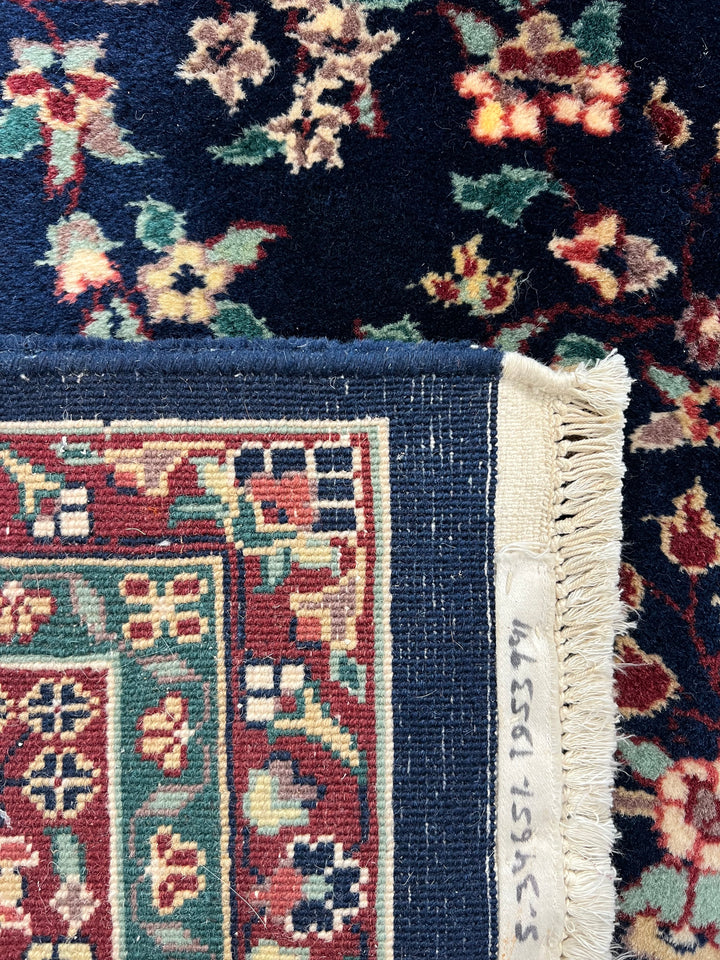 Royal Kerman – Traditional Kerman Floral Medallion Rug in Navy Blue, Burgundy &amp; Emerald Green | 6’0” × 9’0”