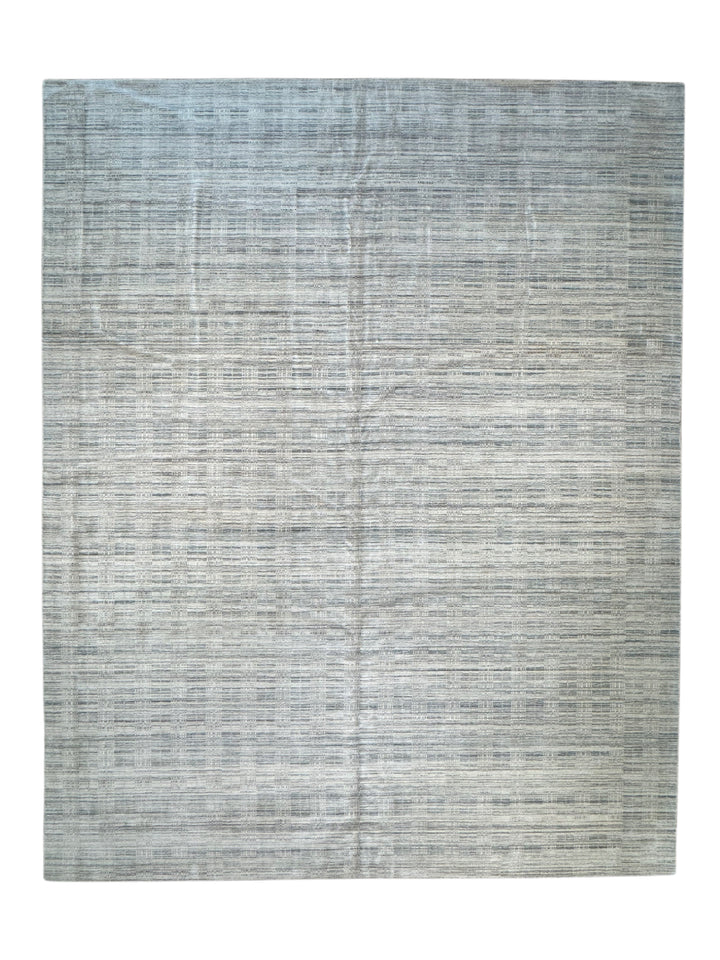 Silver Strata – Contemporary Abstract Linear Design Rug in Silver Grey &amp; Ivory | 11’11” × 14’11”