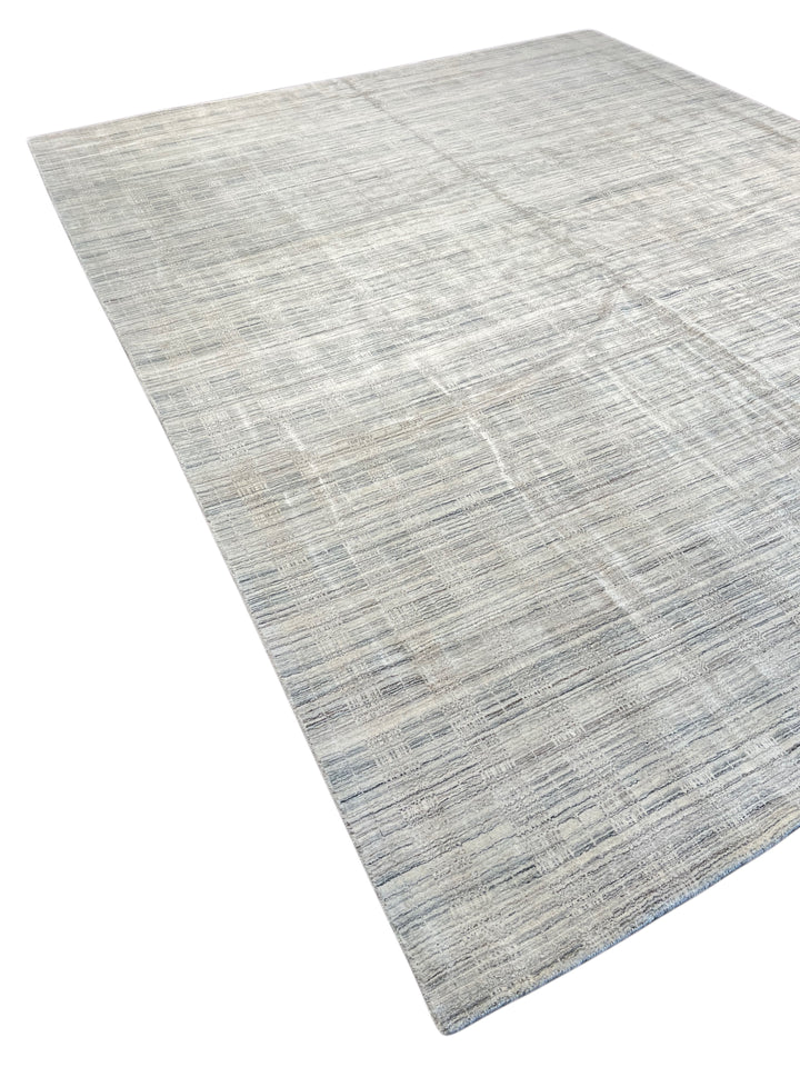 Silver Strata – Contemporary Abstract Linear Design Rug in Silver Grey &amp; Ivory | 11’11” × 14’11”