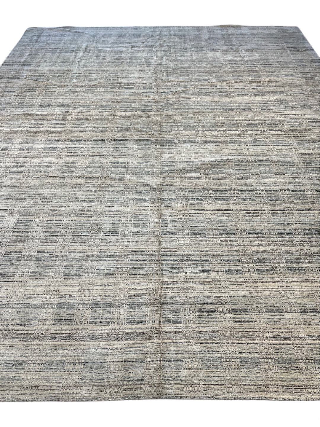 Silver Strata – Contemporary Abstract Linear Design Rug in Silver Grey &amp; Ivory | 11’11” × 14’11”
