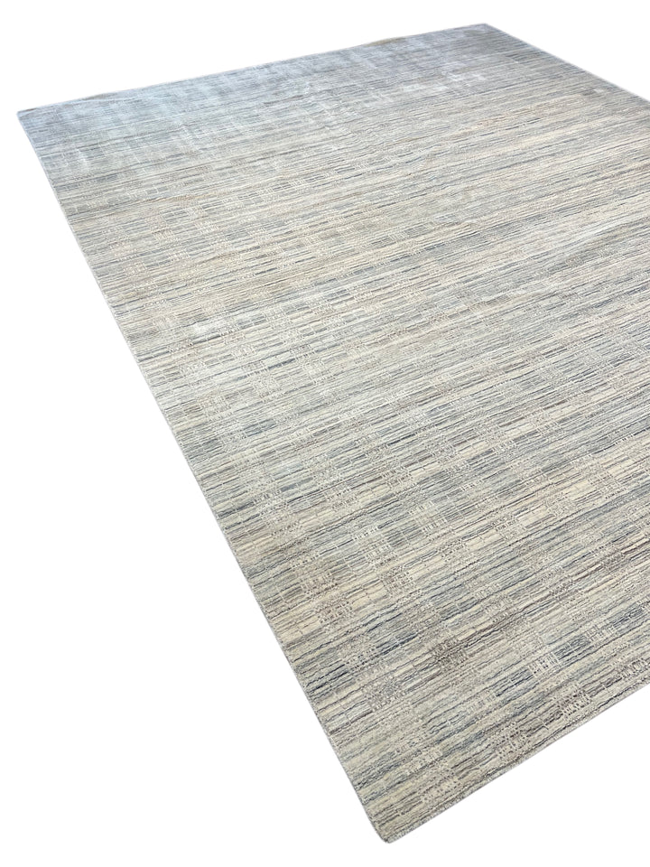 Silver Strata – Contemporary Abstract Linear Design Rug in Silver Grey &amp; Ivory | 11’11” × 14’11”