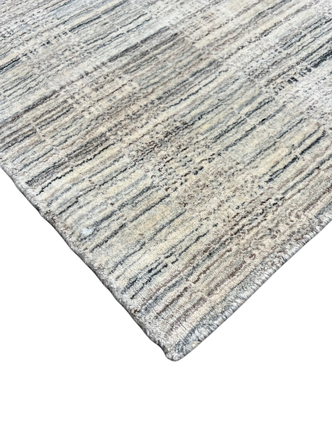Silver Strata – Contemporary Abstract Linear Design Rug in Silver Grey &amp; Ivory | 11’11” × 14’11”