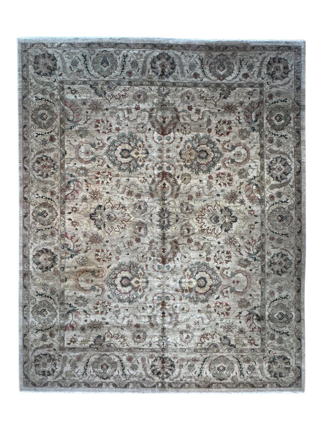 Ashbourne Garden – Silver Grey &amp; Taupe Floral Traditional Style Rug | 12’1” × 14’11”