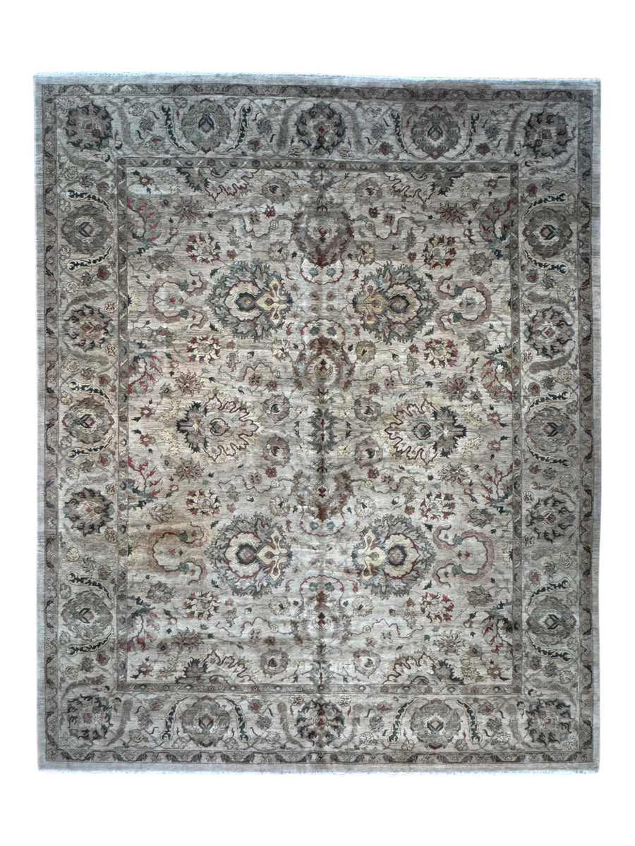 Ashbourne Garden – Silver Grey & Taupe Floral Traditional Style Rug | 12’1” × 14’11”