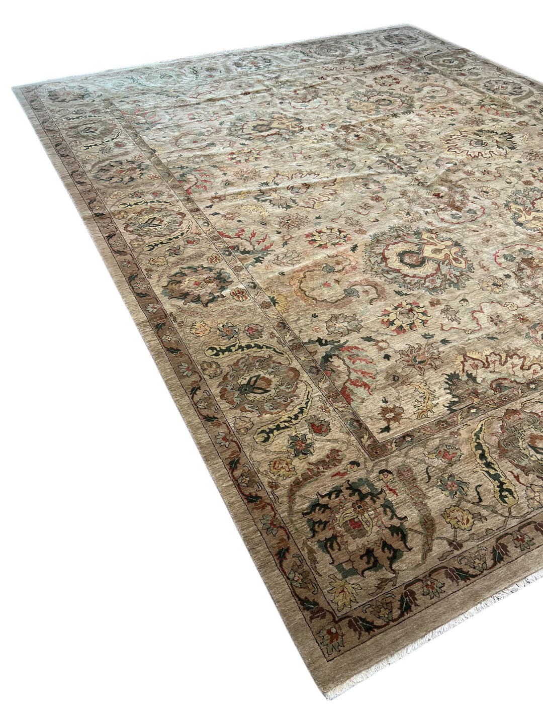 Ashbourne Garden – Silver Grey &amp; Taupe Floral Traditional Style Rug | 12’1” × 14’11”