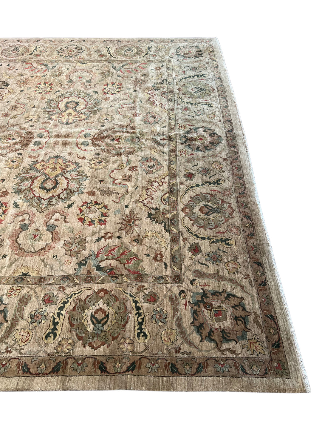 Ashbourne Garden – Silver Grey &amp; Taupe Floral Traditional Style Rug | 12’1” × 14’11”