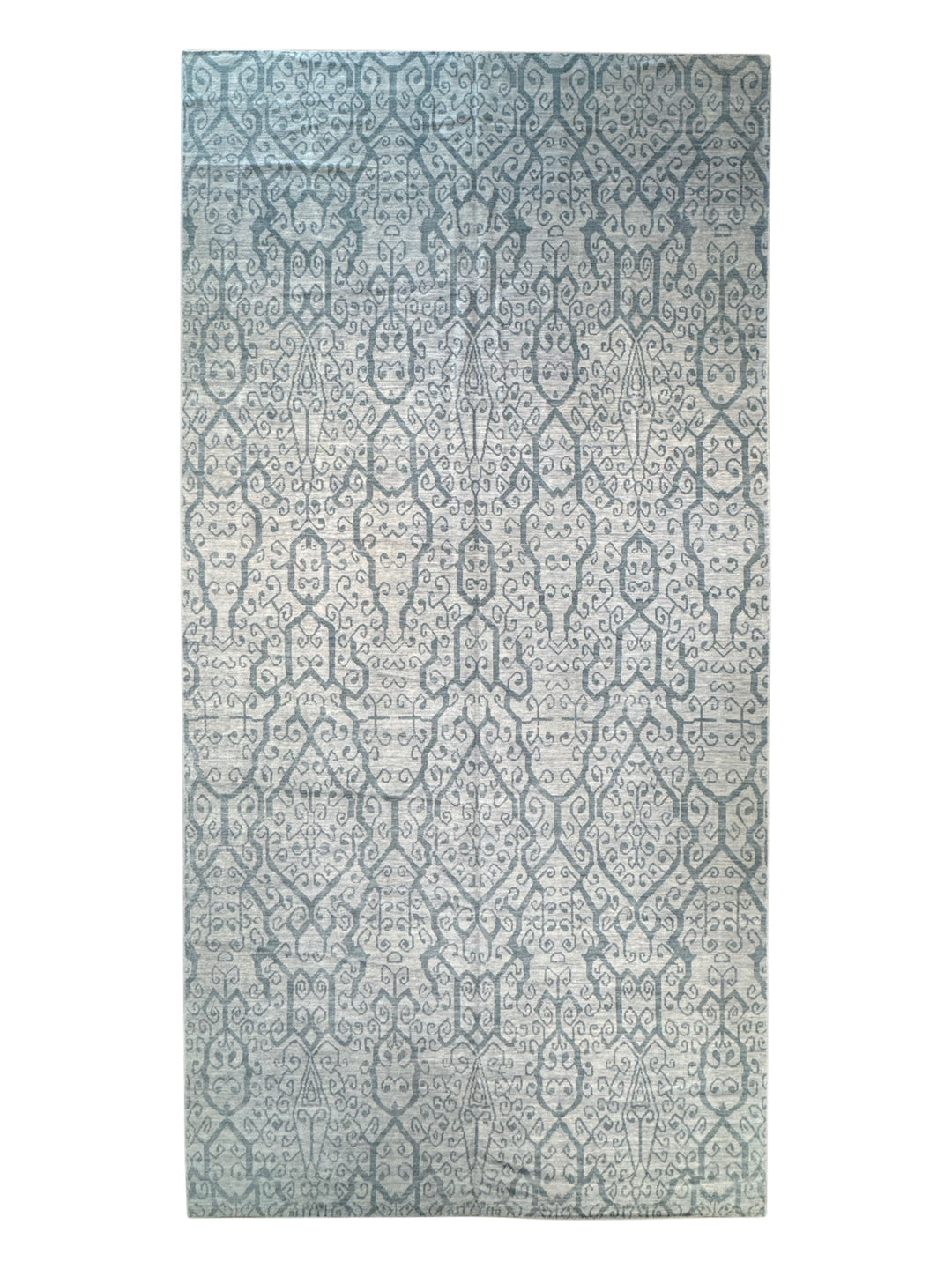 Frozen River – Ice Blue &amp; Silver Grey Geometric Modern Style Rug | 10’2” × 20’5”