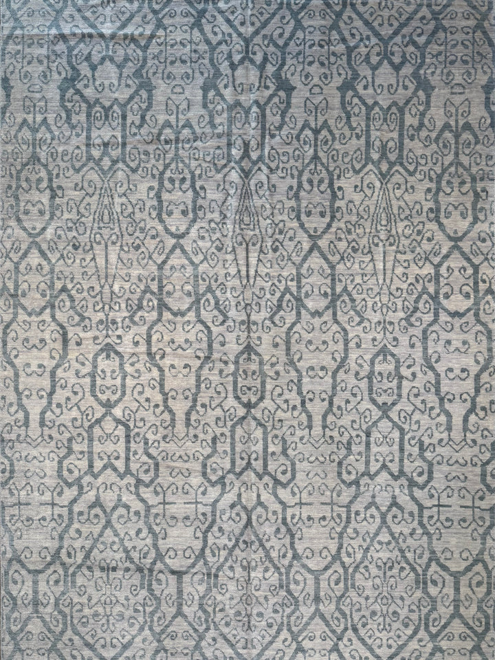 Frozen River – Ice Blue &amp; Silver Grey Geometric Modern Style Rug | 10’2” × 20’5”