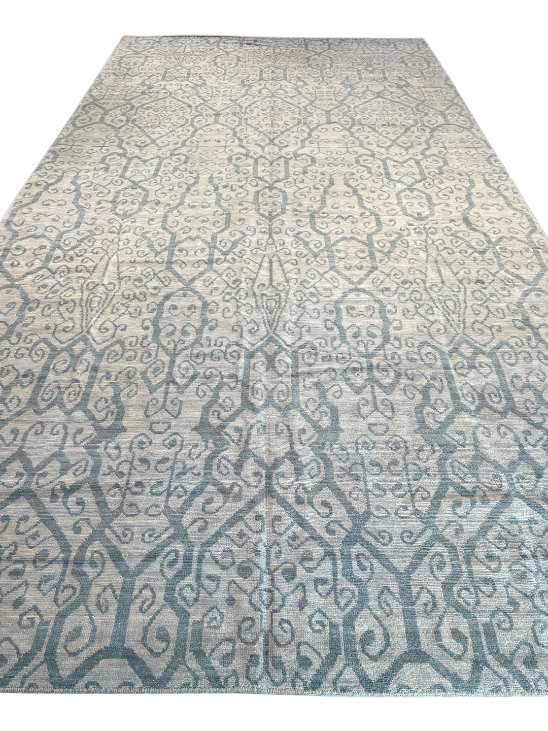 Frozen River – Ice Blue &amp; Silver Grey Geometric Modern Style Rug | 10’2” × 20’5”