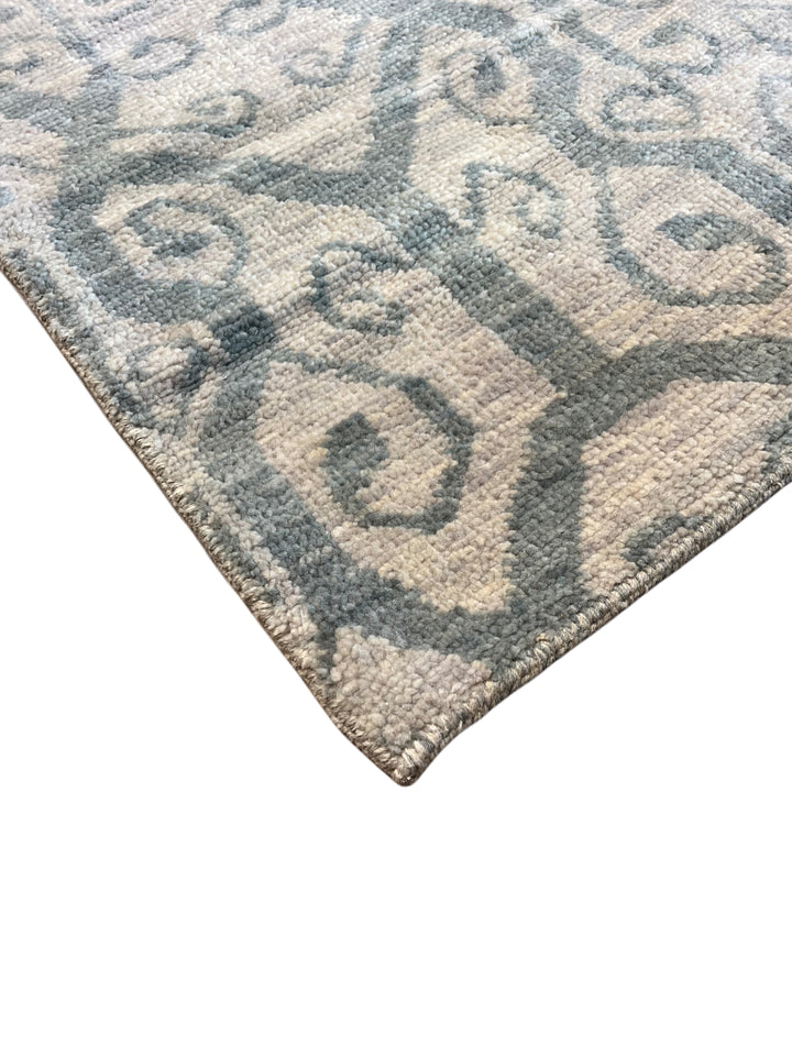 Frozen River – Ice Blue &amp; Silver Grey Geometric Modern Style Rug | 10’2” × 20’5”