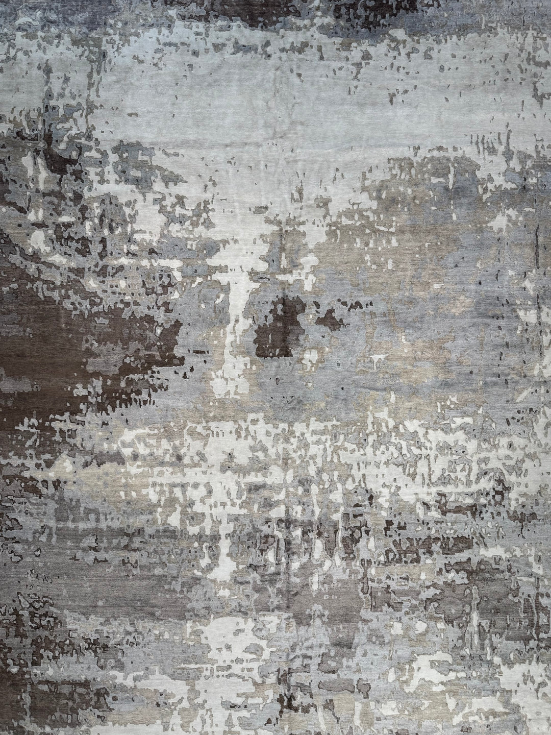Ashen Mirage – Silver Grey, Taupe &amp; Charcoal Abstract Modern Style Rug | 12’0” × 17’10”