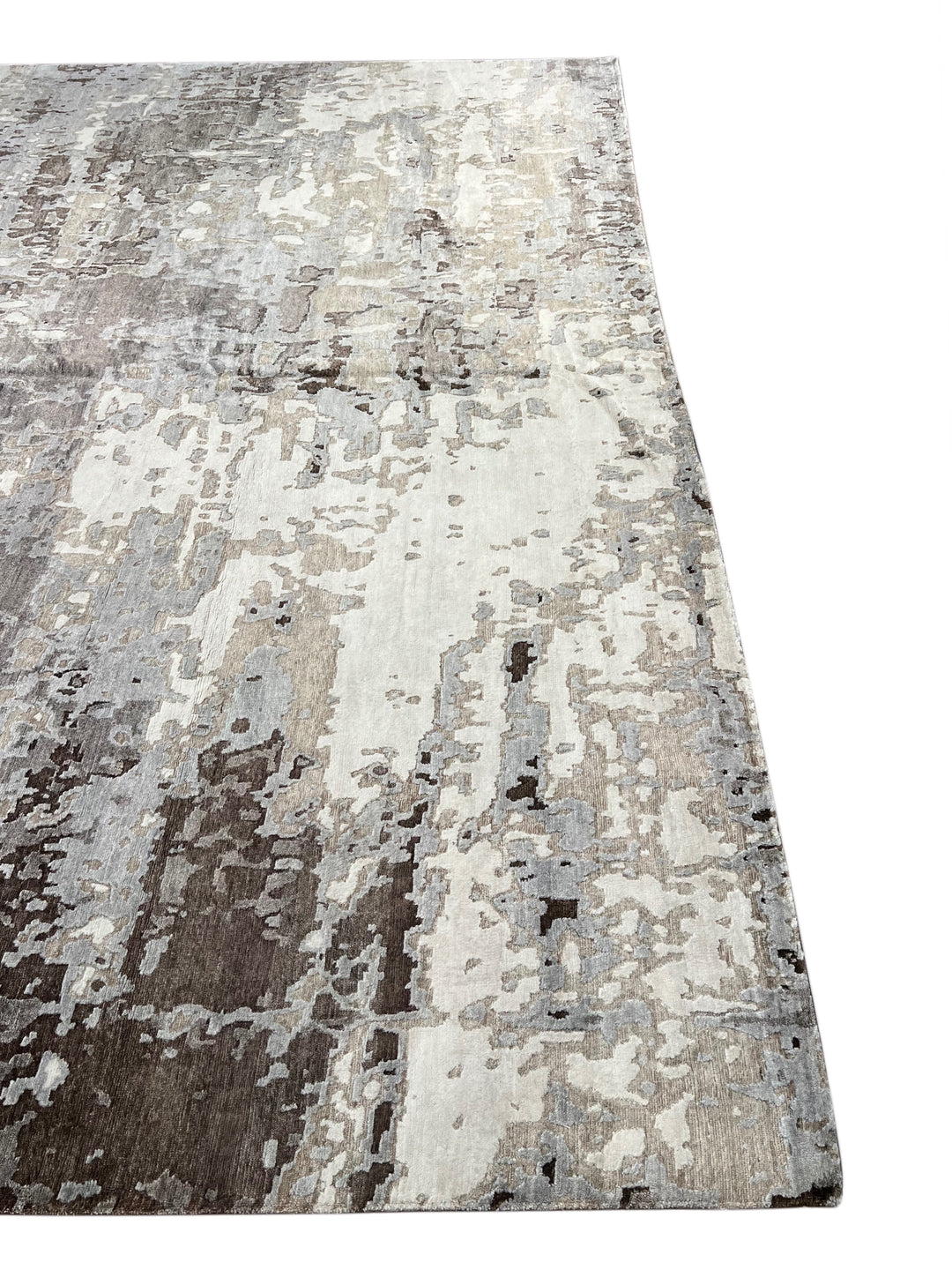 Ashen Mirage – Silver Grey, Taupe &amp; Charcoal Abstract Modern Style Rug | 12’0” × 17’10”