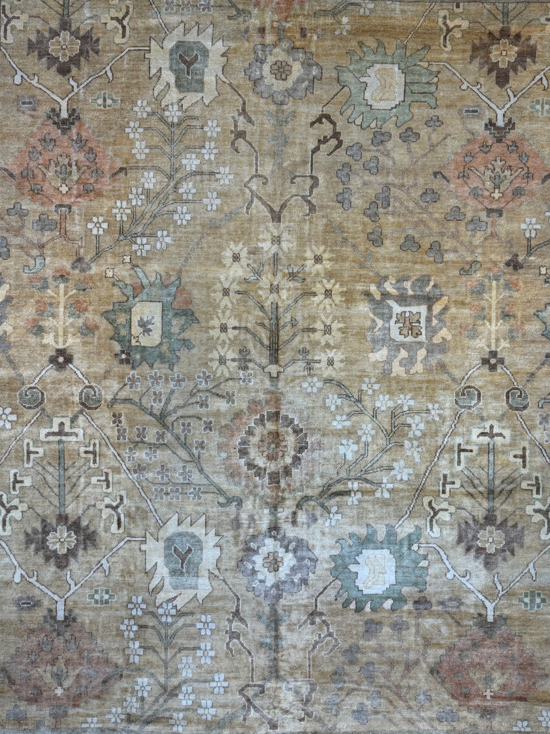 Saffron Vale – Golden Beige &amp; Soft Blue Oushak Rug | 11’11” × 14’5”