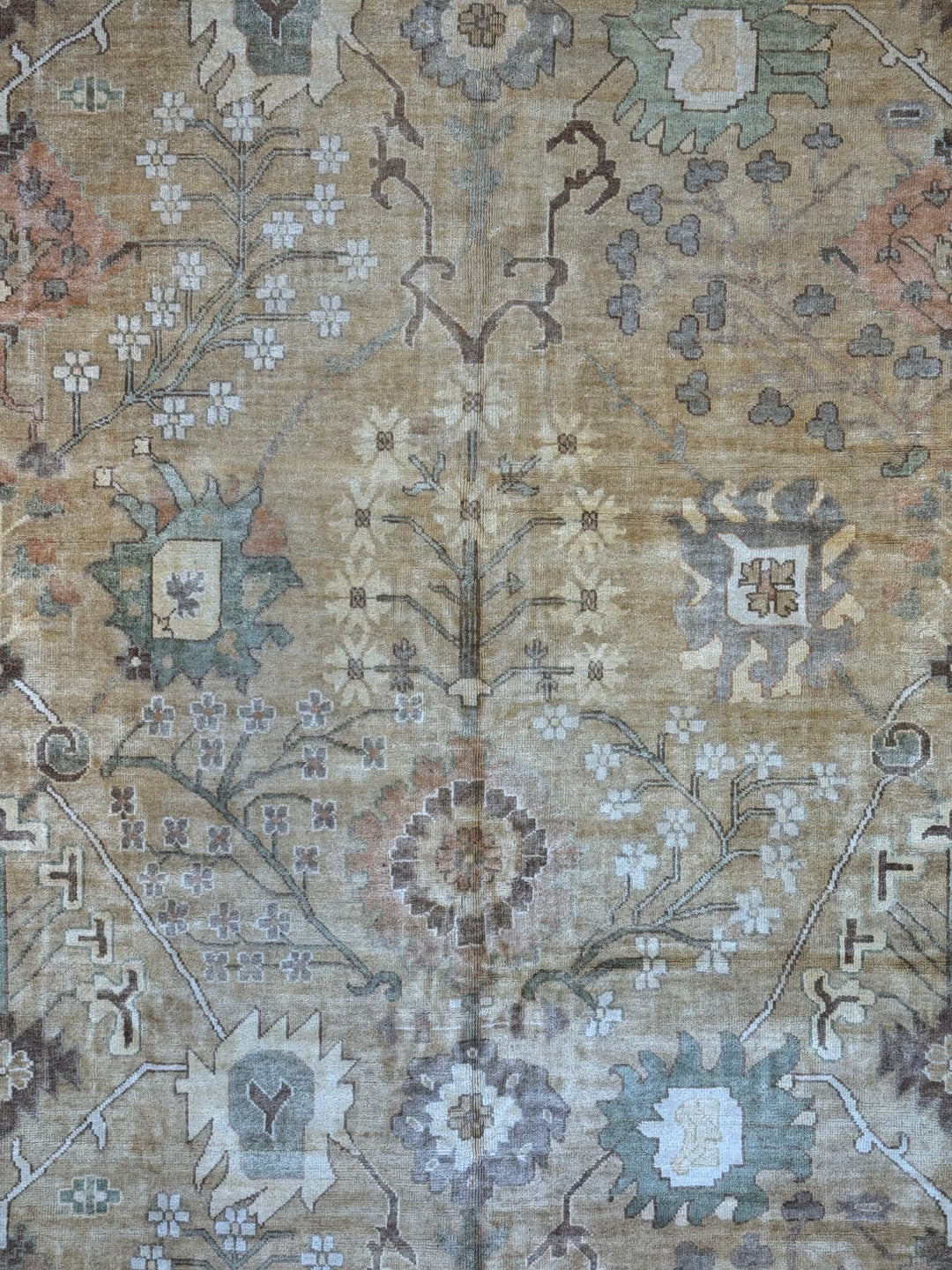 Saffron Vale – Golden Beige &amp; Soft Blue Oushak Rug | 11’11” × 14’5”