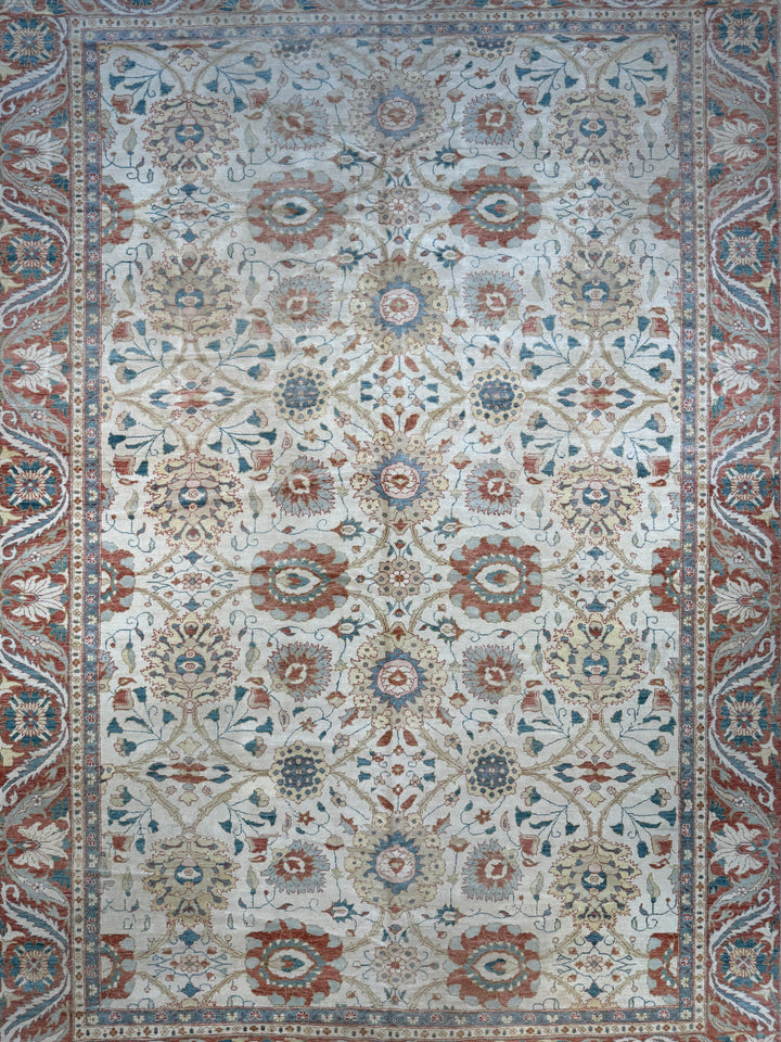 Celestial Bloom – Soft Blue &amp; Terracotta Floral Rug | 12’3” × 17’9”