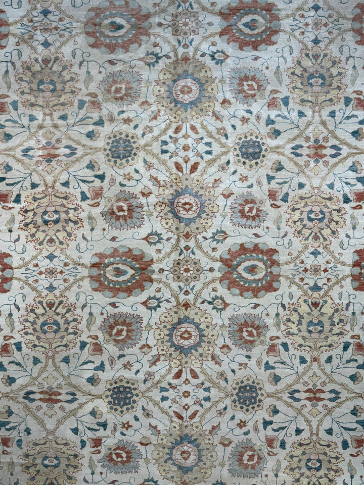 Celestial Bloom – Soft Blue &amp; Terracotta Floral Rug | 12’3” × 17’9”