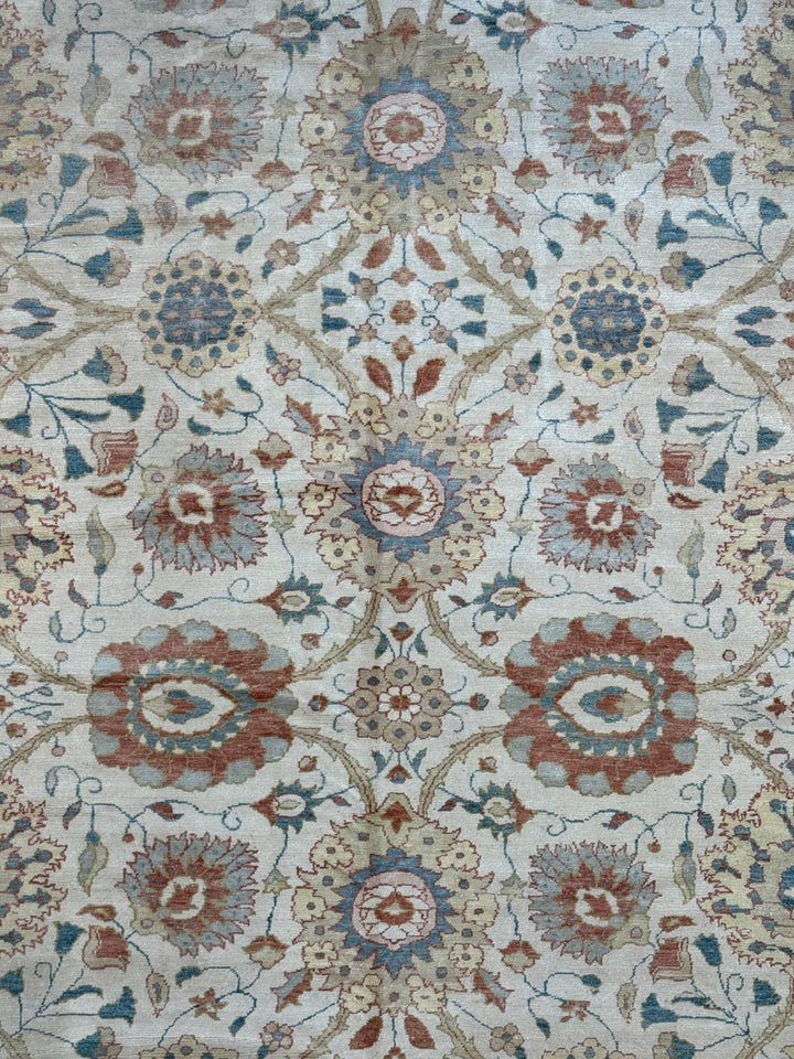 Celestial Bloom – Soft Blue &amp; Terracotta Floral Rug | 12’3” × 17’9”